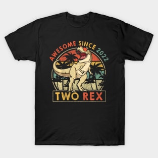 Kids Two Rex 2nd Birthday Second Dinosaur Year Old T-Shirt